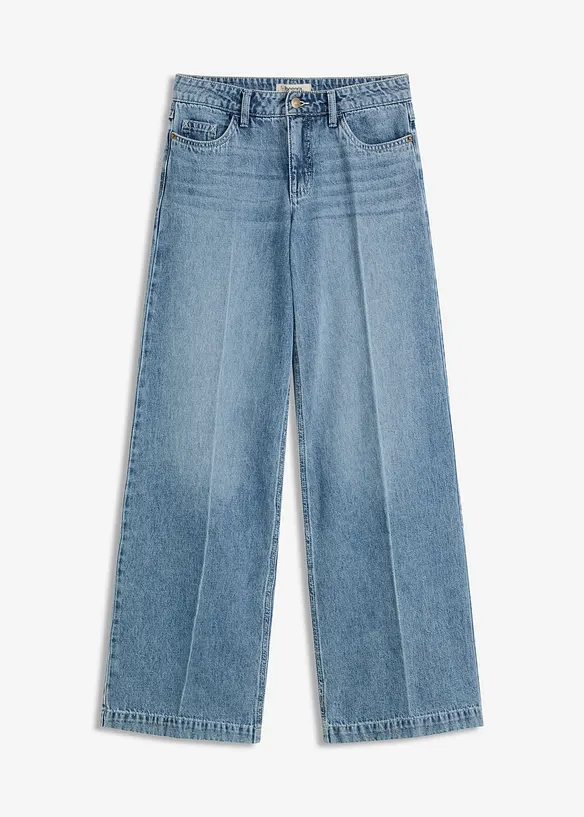 Džíny Wide Leg, Mid Waist, Low Stretch, Full Length, bonprix
