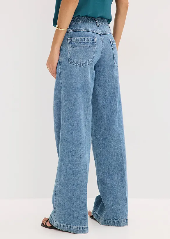 Džíny Wide Leg, Mid Waist, Low Stretch, Full Length, bonprix