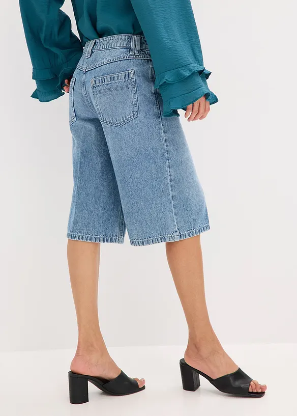 Džínové bermudy Mid Waist, Low Stretch, bonprix