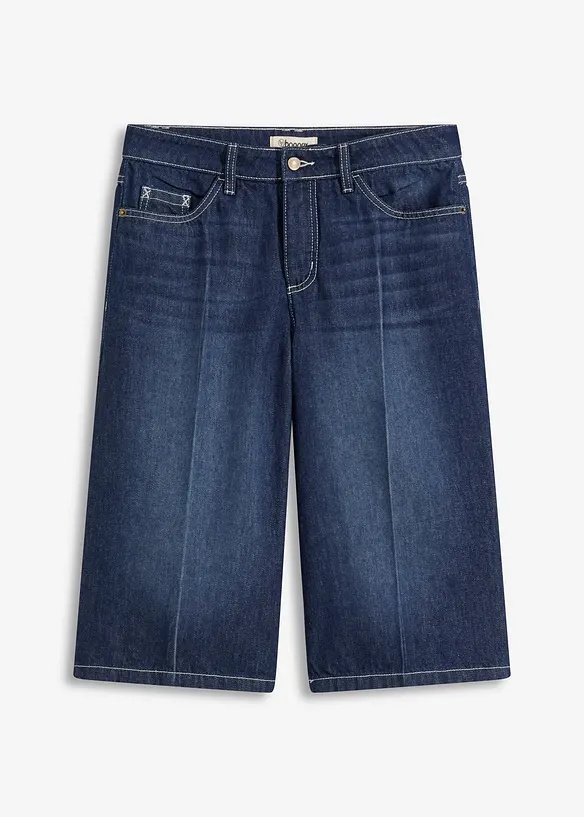 Džínové bermudy Mid Waist, Low Stretch, bonprix
