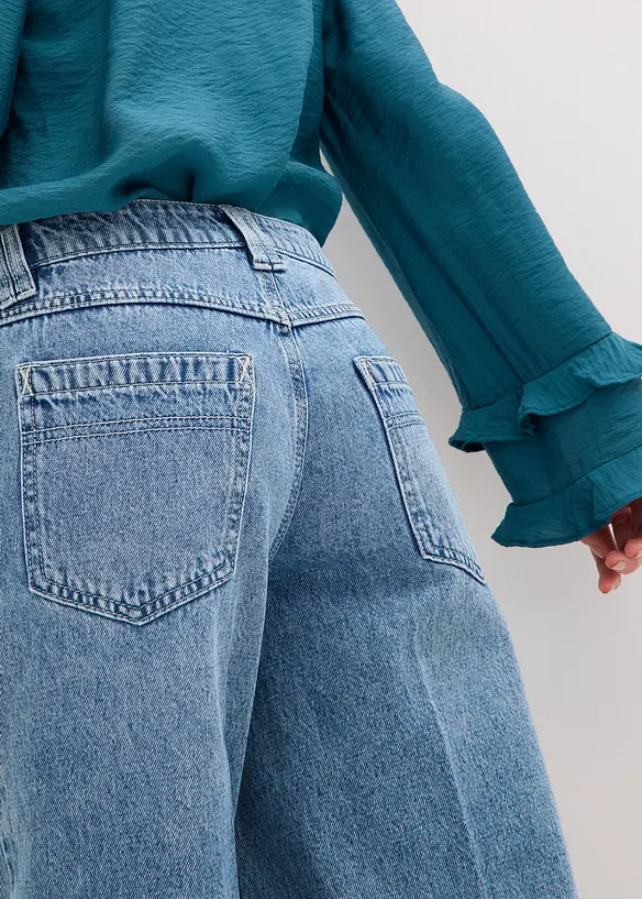 Džínové bermudy Mid Waist, Low Stretch, bonprix