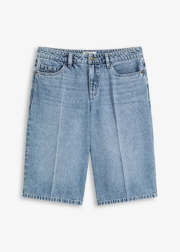 Džínové bermudy Mid Waist, Low Stretch, bonprix