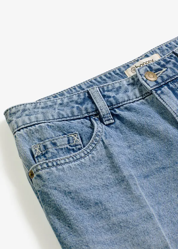 Džínové bermudy Mid Waist, Low Stretch, bonprix