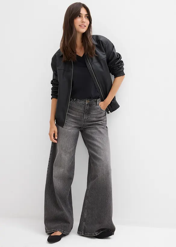 Džíny Wide Leg, Mid Waist, bonprix