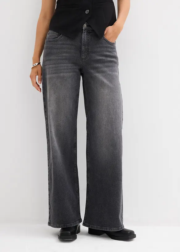 Džíny Wide Leg, High Waist, bonprix