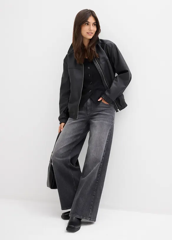 Džíny Wide Leg, High Waist, bonprix