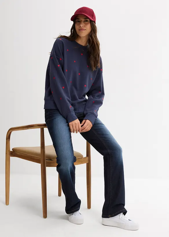 Oversize mikina s výšivkou, bonprix