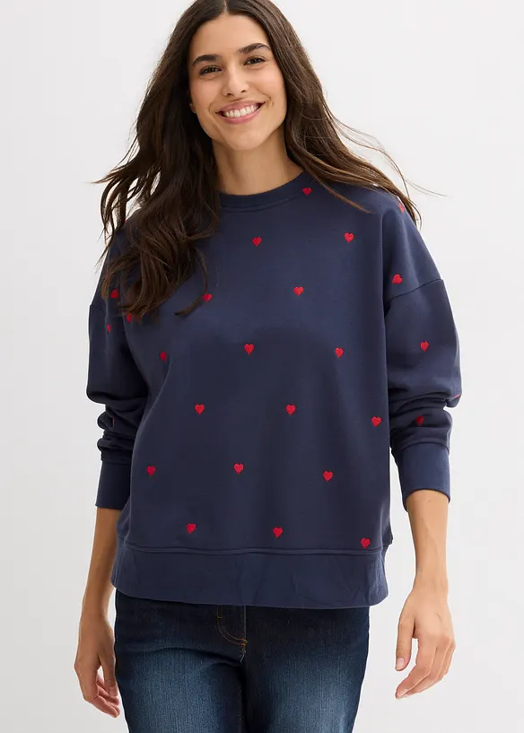 Oversize mikina s výšivkou, bonprix