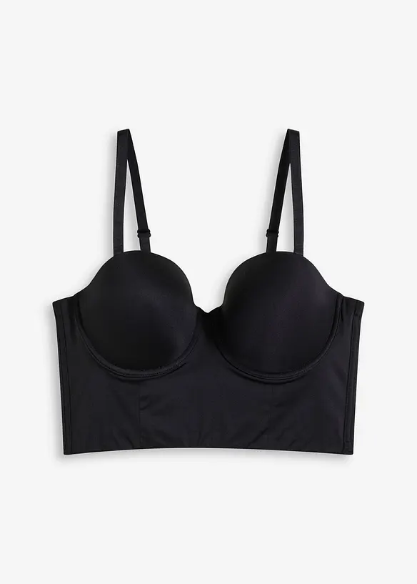 Vyztužený podprsenkový top s různými variantami nošení, lesklý efekt, bonprix