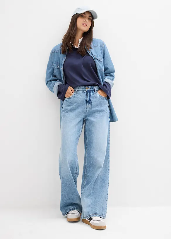 Džíny Baggy, Mid Waist, bonprix