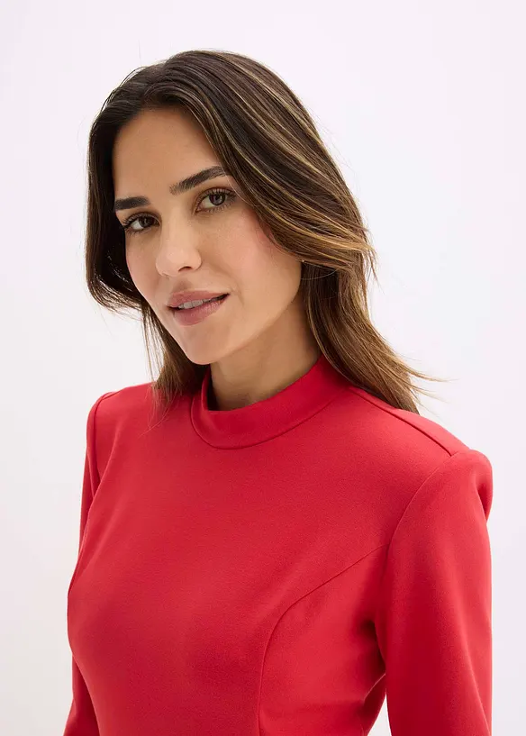 Minišaty s áčkovým střihem a trumpetovými rukávy, bonprix