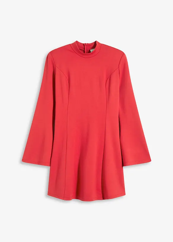 Minišaty s áčkovým střihem a trumpetovými rukávy, bonprix