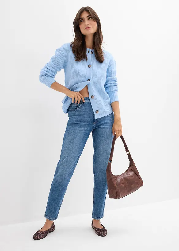 Mom džíny, High Waist, zkrácené, bonprix