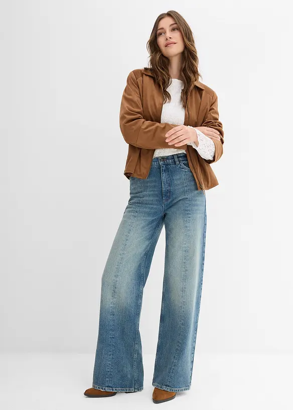 Džíny Straight Loose, High Waist, Low Stretch, bonprix