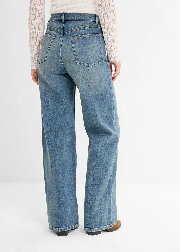Džíny Straight Loose, High Waist, Low Stretch, bonprix