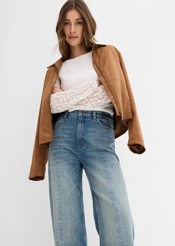 Džíny Straight Loose, High Waist, Low Stretch, bonprix