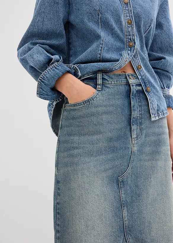 Džínová maxi sukně, Mid Waist, bonprix