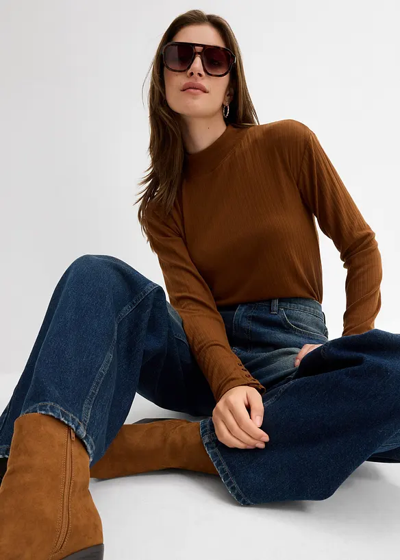 Džíny Wide Leg, High Waist, bonprix