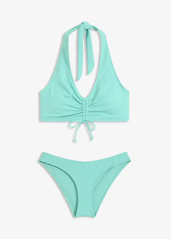 Bikiny s ramínkem kolem krku a nařasením (2dílná souprava), bonprix