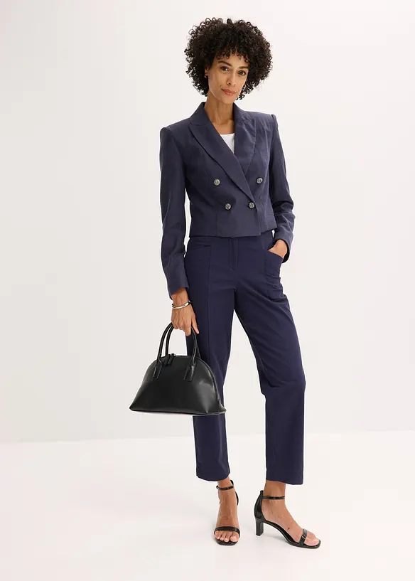 Saténové kalhoty se střihem Tapered Fit, bonprix