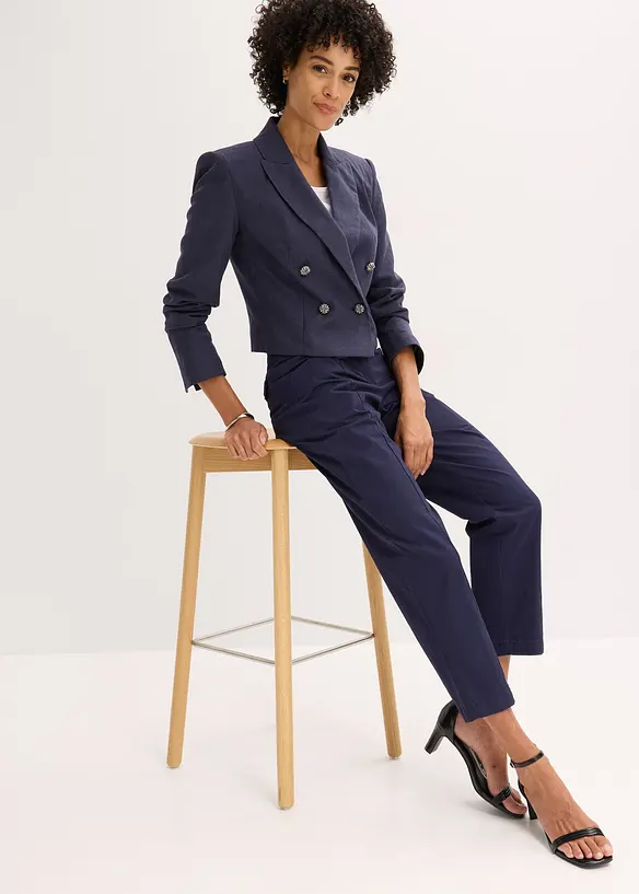 Saténové kalhoty se střihem Tapered Fit, bonprix