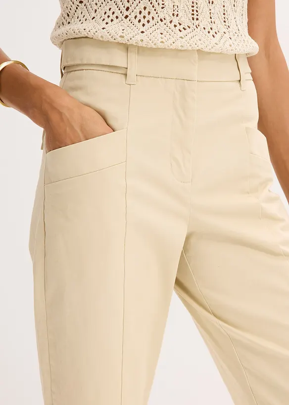 Saténové kalhoty se střihem Tapered Fit, bonprix