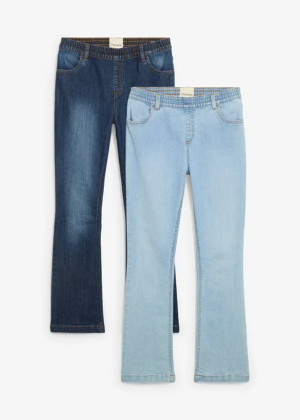 Džíny bez zapínání, Mid Waist (2 páry v balení), bonprix