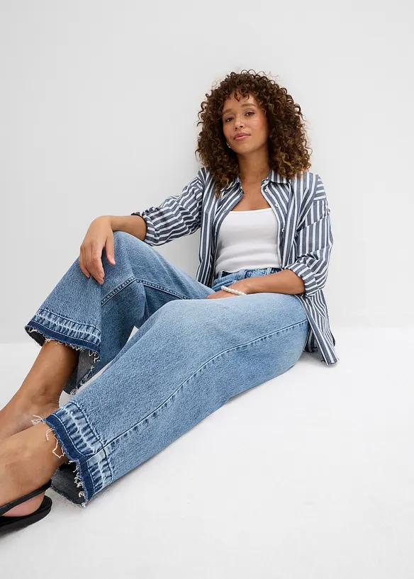 Džíny Wide Leg, High Waist, zkrácené, bonprix