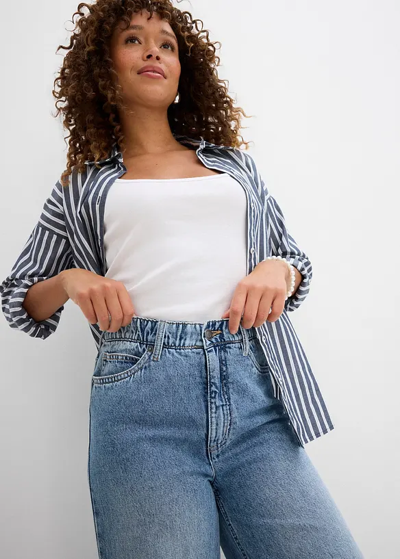Džíny Wide Leg, High Waist, zkrácené, bonprix
