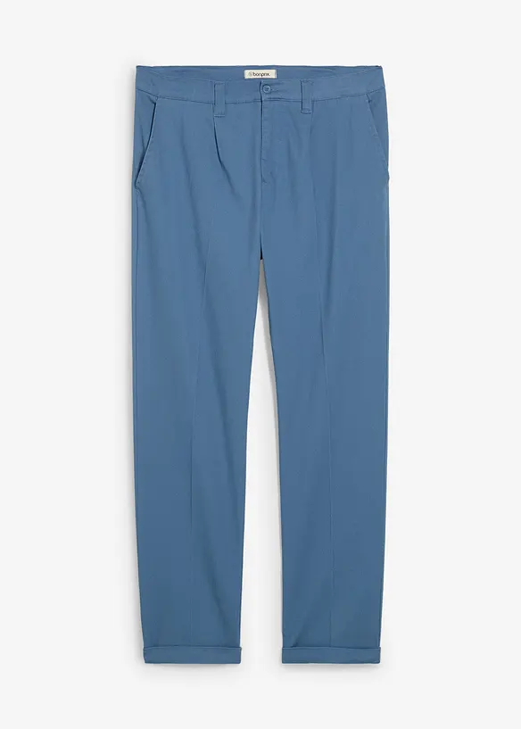 Kalhoty se sklady u pasu z bavlněného kepru, Regular Fit, Straight, bonprix