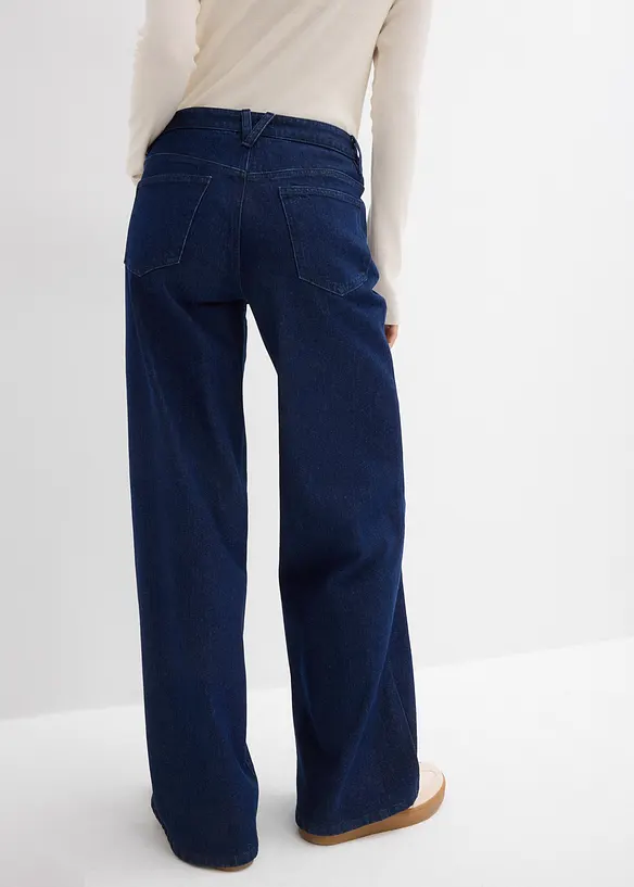 Džíny Wide Leg, Mid Waist, malý podíl streče, dlouhá délka, bonprix