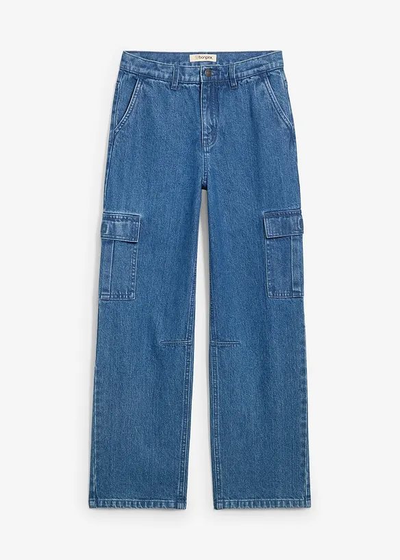 Cargo džíny Loose Fit, s nastavitelným pasem, Straight, bonprix