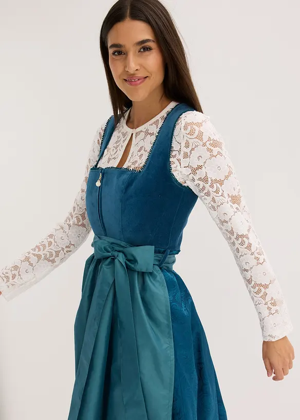Kroj ve stylu dirndl se sametem, v délce midi (2dílná souprava), bonprix