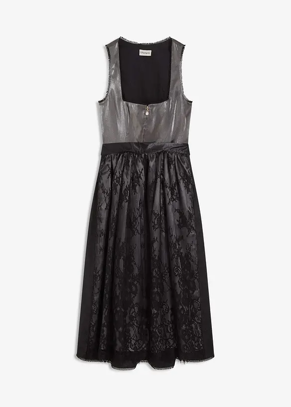 Kroj ve stylu dirndl se sametem, v délce midi (2dílná souprava), bonprix