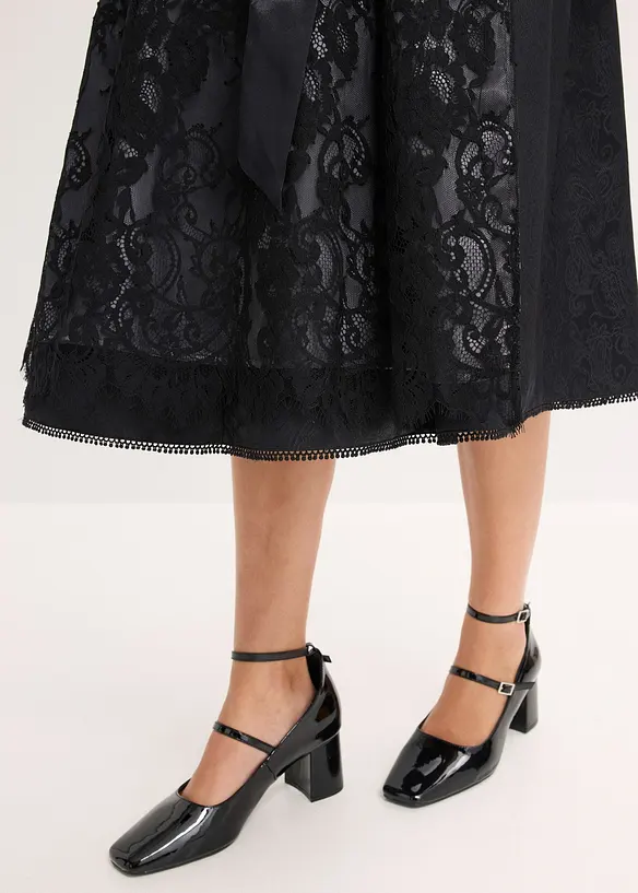 Kroj ve stylu dirndl se sametem, v délce midi (2dílná souprava), bonprix