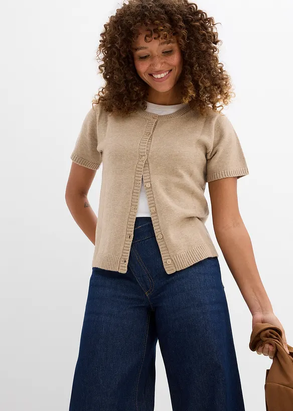 Pletený kabátek s krátkým rukávem, bonprix