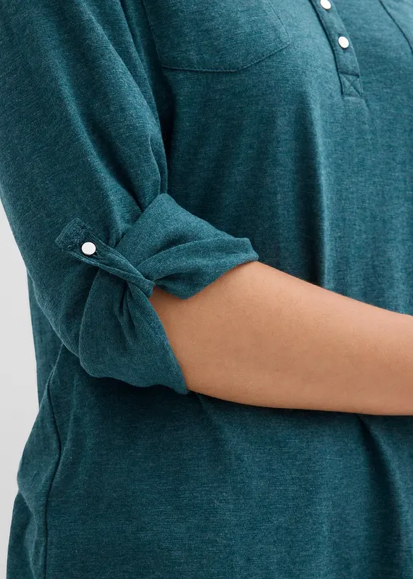 Bavlněné triko Henley s knoflíkovou légou, bonprix