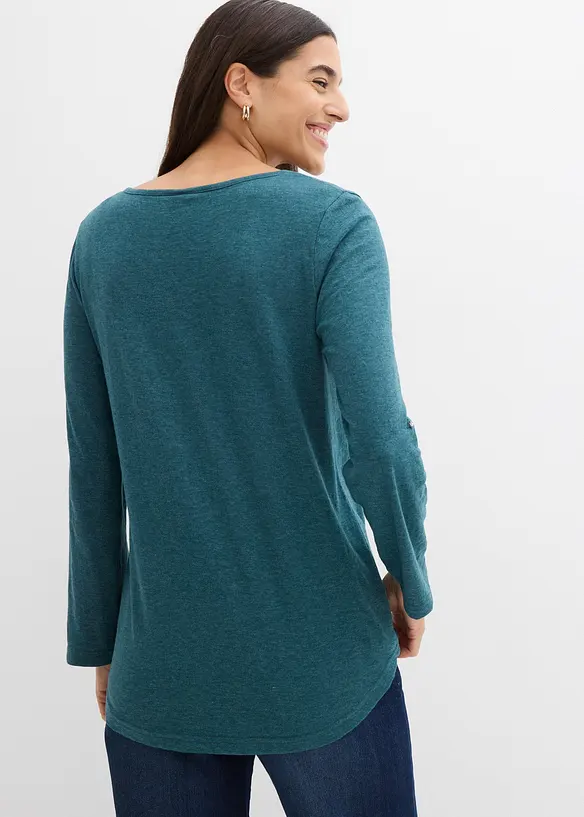 Bavlněné triko Henley s knoflíkovou légou, bonprix