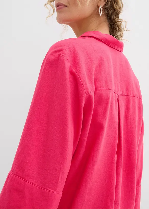 Košilová halenka z chladivé směsi se lnem, bonprix