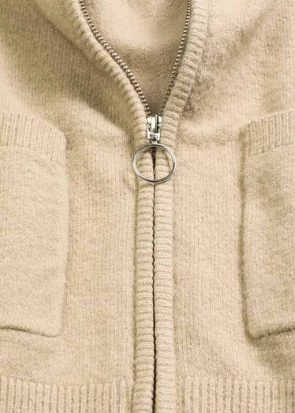 Pletený kabátek se zapínáním na zip, bonprix