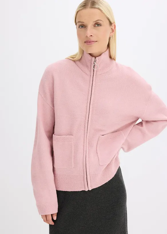 Pletený kabátek se zapínáním na zip, bonprix