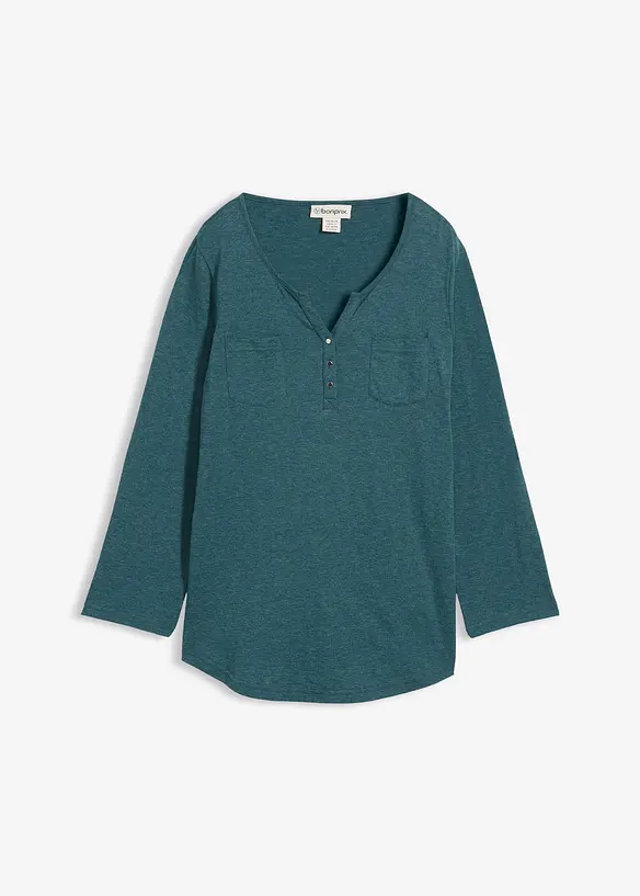 Bavlněné triko Henley s knoflíkovou légou, bonprix