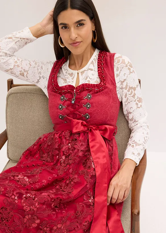 Dirndl se zástěrou s flitry (2dílná souprava), bonprix