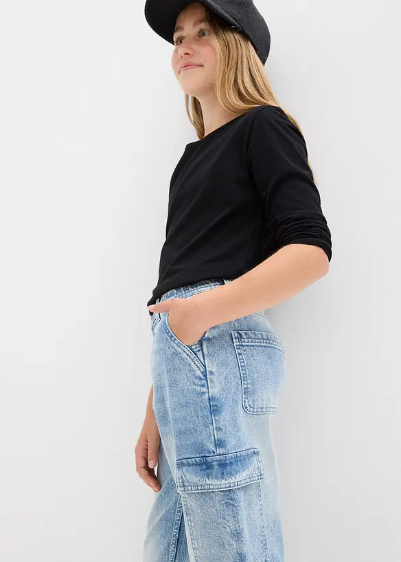 Široké cargo džíny, Mid Waist, bonprix