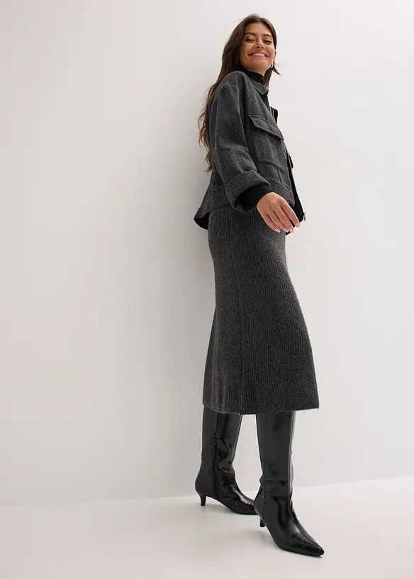 Pletená sukně v délce midi, bonprix