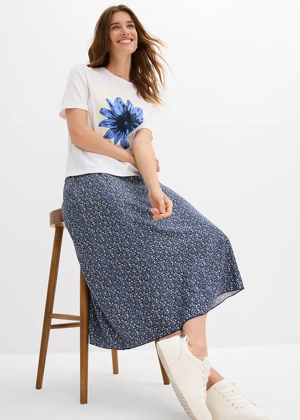 Midi sukně ze splývavé viskózy, bonprix