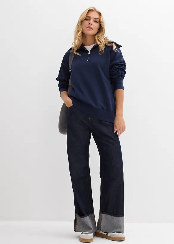 Mikina s límcem na zip, z měkké bavlněné směsi, bonprix