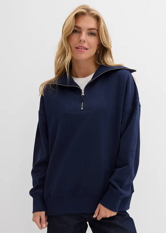 Mikina s límcem na zip, z měkké bavlněné směsi, bonprix