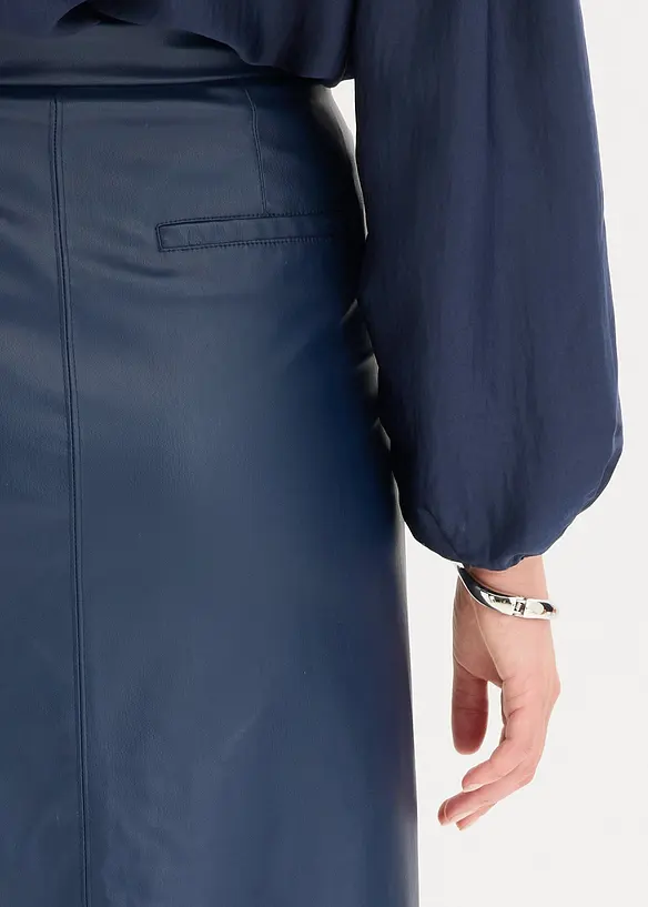 Zavinovací midi sukně z imitace kůže, bonprix