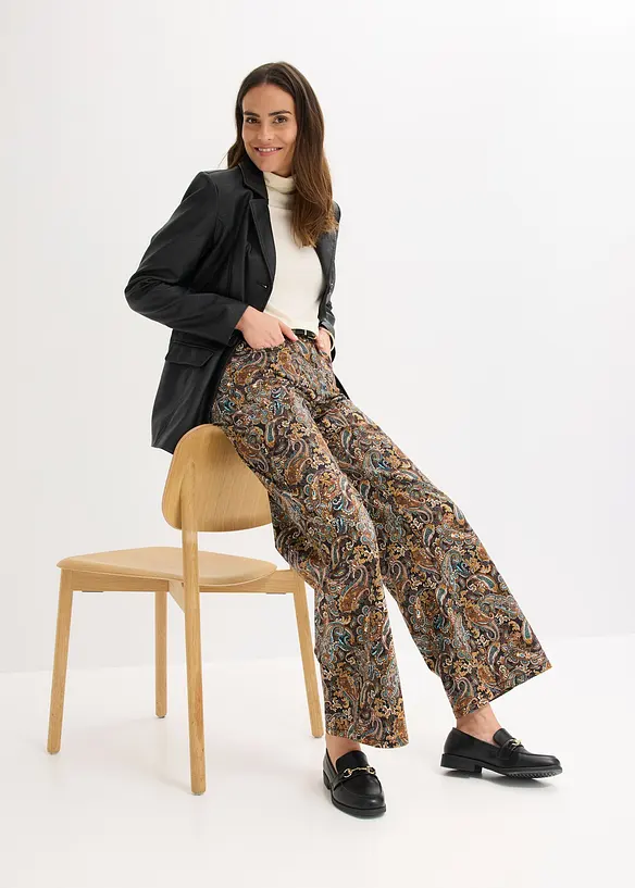 Strečové kalhoty Wide Leg, s bavlnou, bonprix